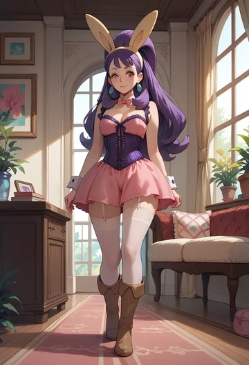 pokemon,iris_(pokemon),bunny girl  - AI generated anime art