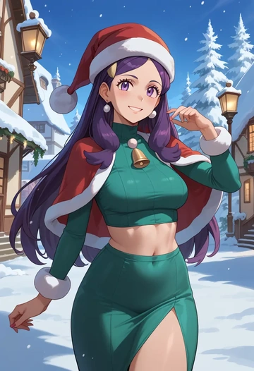 pokemon,iris_(pokemon),Christmas,dress  - AI generated anime art