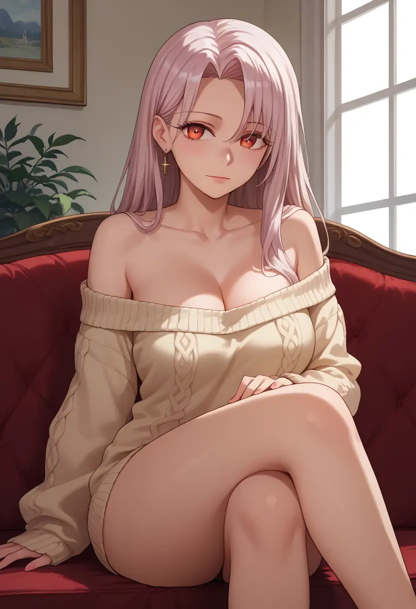 fate_(series),irisviel_von_einzbern,off-shoulder,sweater  - 