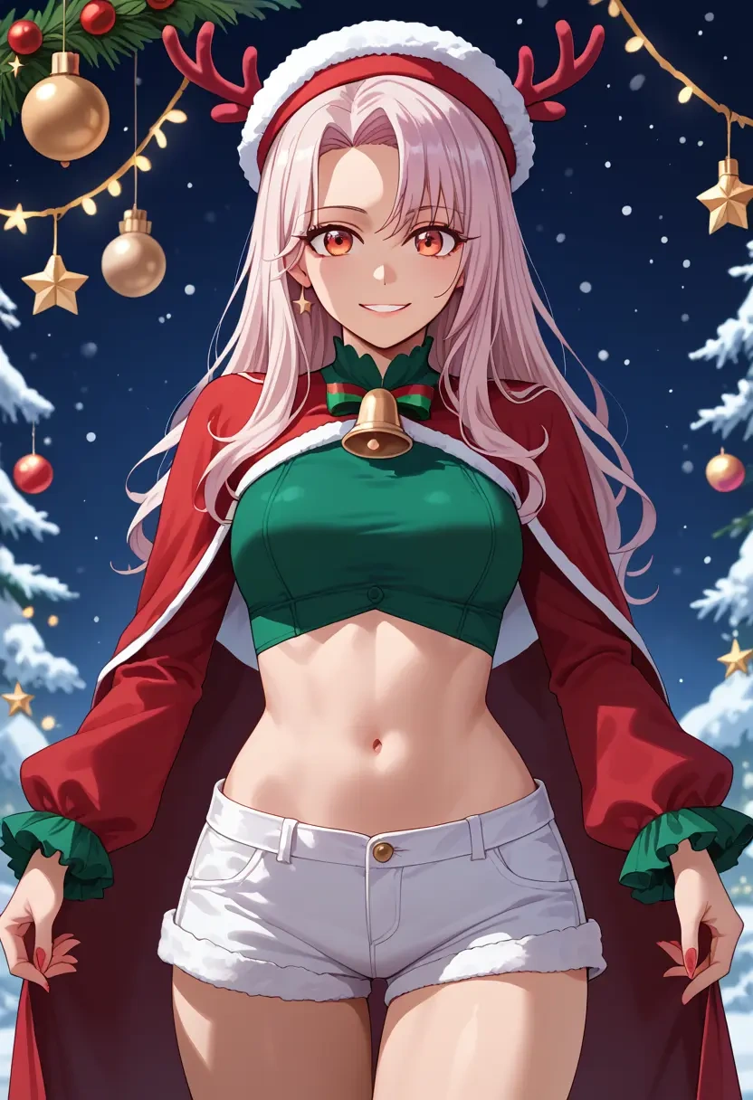 fate_(series),irisviel_von_einzbern,Christmas,red velvet shorts  - 