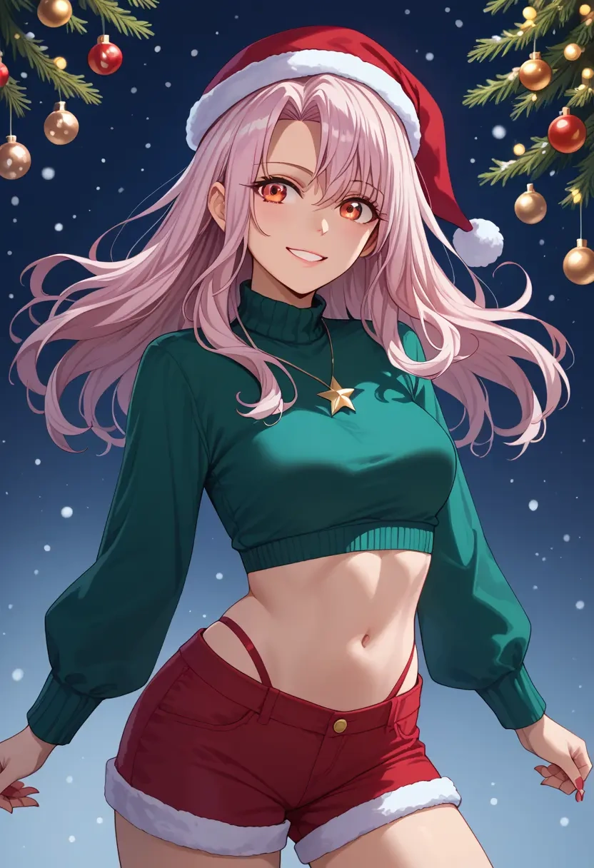 fate_(series),irisviel_von_einzbern,Christmas,red velvet shorts  - 