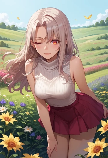 fate_(series),irisviel_von_einzbern,turtleneck,knit,maxi skirt  - AI generated anime art