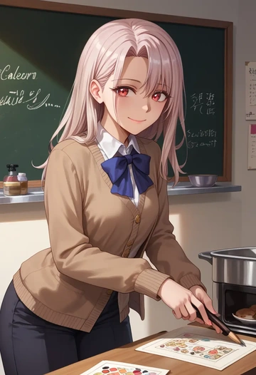 fate_(series),irisviel_von_einzbern,teacher, sweater  - AI generated anime art