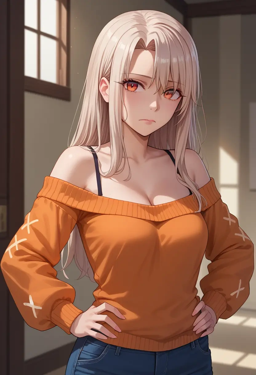 fate_(series),irisviel_von_einzbern,orange,sweater  - 