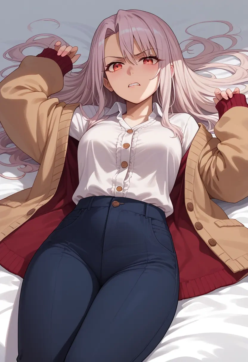 fate_(series),irisviel_von_einzbern,cardigan,oversized,wide-leg pants  - 