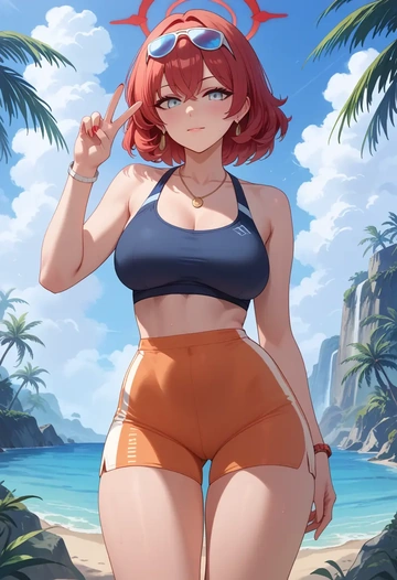 blue_archive,iroha_(blue_archive),yoga shorts  - AI generated anime art