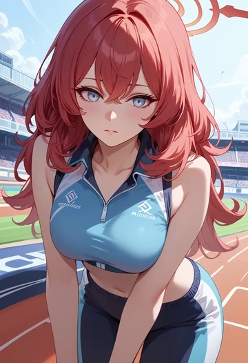 blue_archive,iroha_(blue_archive),sports crop,high-waisted shorts  - AI generated anime art