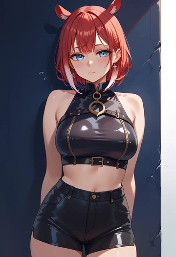 hololive,irys_(hololive),leather,shorts,crop top  - AI generated anime art