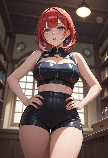 hololive,irys_(hololive),leather,shorts  - AI generated anime art