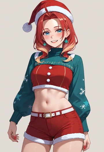 hololive,irys_(hololive),Christmas,red velvet shorts  - AI generated anime art