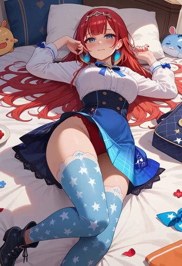 hololive,irys_(hololive),shirt dress,belted,stockings  - AI generated anime art