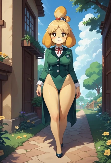 animal_crossing,isabelle_(animal_crossing),bunny girl  - AI generated anime art