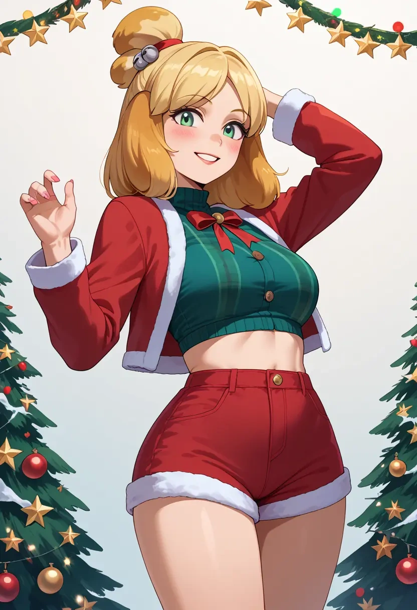 animal_crossing,isabelle_(animal_crossing),Christmas,red velvet shorts  - 