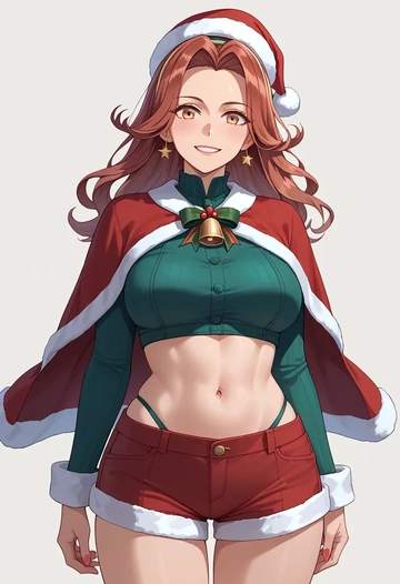 kantai_collection,ise_(kancolle),Christmas,red velvet shorts  - AI generated anime art