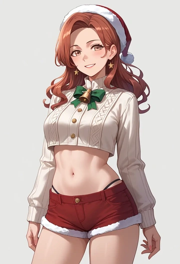 kantai_collection,ise_(kancolle),Christmas,red velvet shorts  - AI generated anime art