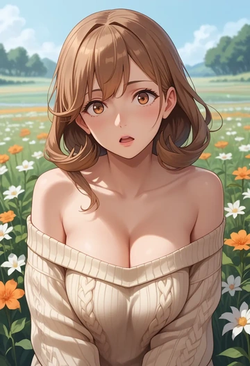 kantai_collection,ise_(kancolle),orange,sweater  - AI generated anime art