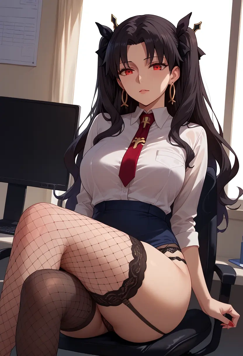 fate_(series),ishtar_(fate),secretary,fishnet,stockings,panties, sexy  - 