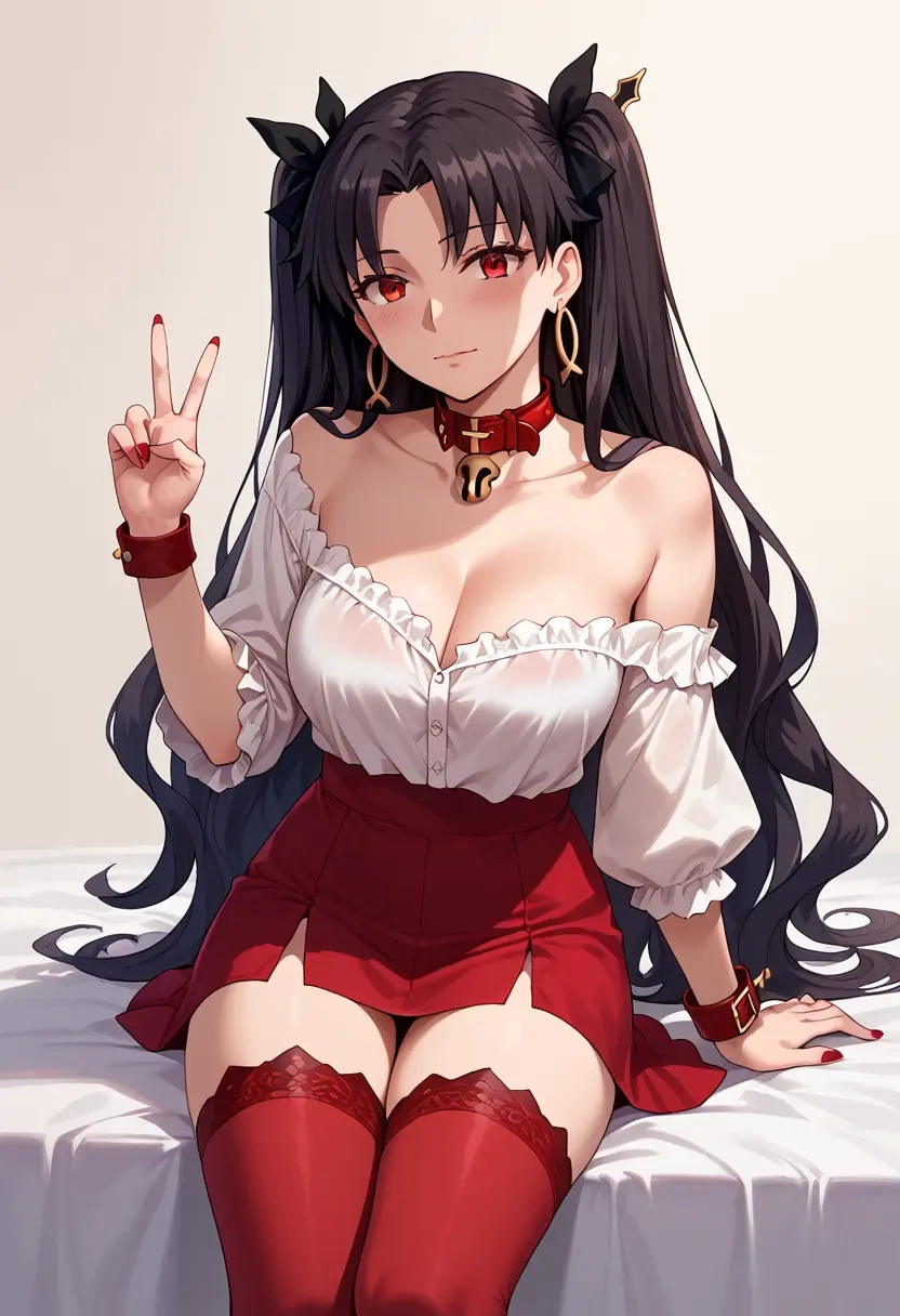 fate_(series),ishtar_(fate),blushing,collar,Thigh garters  - 