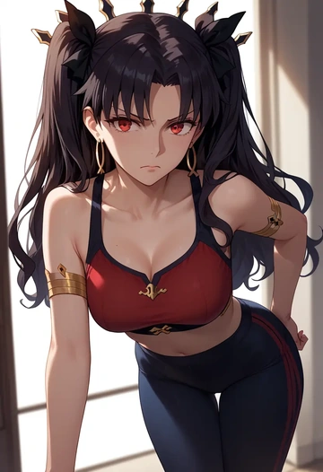 fate_(series),ishtar_(fate),yoga shorts, bra  - AI generated anime art