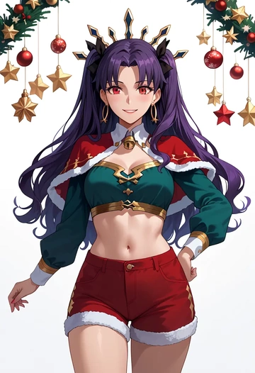 fate_(series),ishtar_(fate),Christmas,red velvet shorts  - AI generated anime art