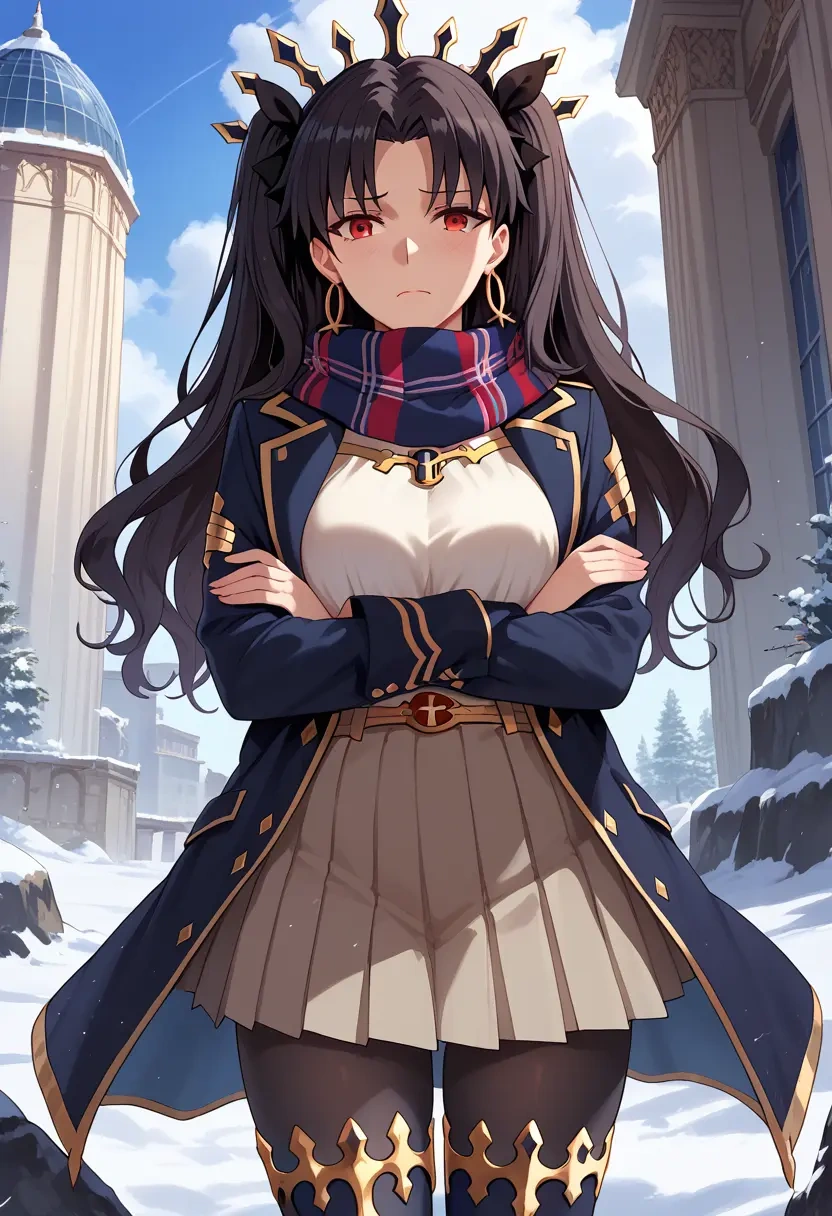 fate_(series),ishtar_(fate),winter,student uniform,puffer coat  - 