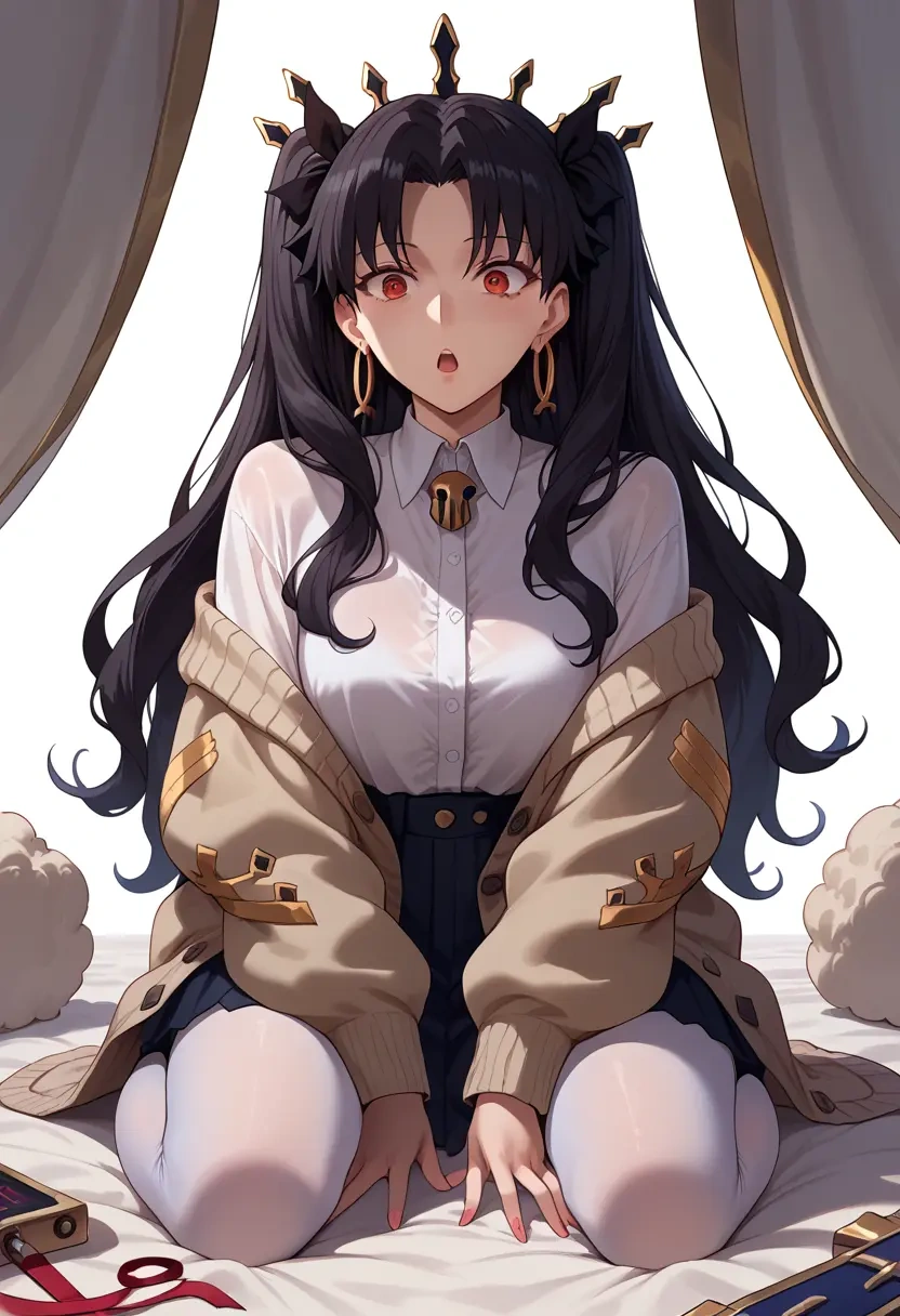 fate_(series),ishtar_(fate),cardigan,oversized,wide-leg pants  - 