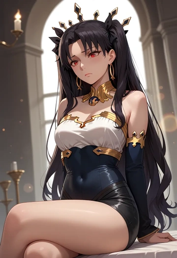 fate_(series),ishtar_(fate),leather,shorts  - AI generated anime art