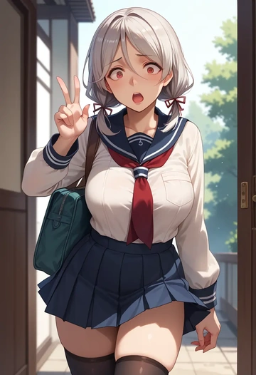 kantai_collection,isokaze_(kancolle),jk uniform, stockings  - AI generated anime art