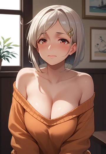 kantai_collection,isokaze_(kancolle),orange,sweater  - AI generated anime art