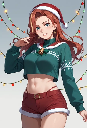 kantai_collection,isonami_(kancolle),Christmas,red velvet shorts  - AI generated anime art