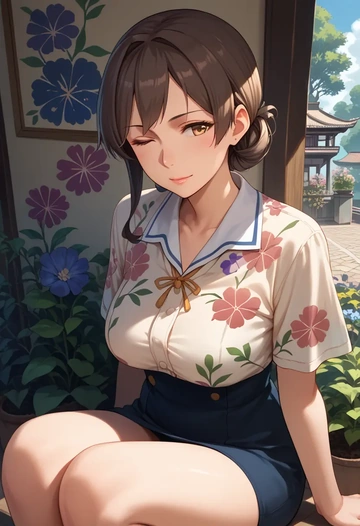 kantai_collection,isonami_(kancolle),silk graffiti shirt,dolphin shorts  - AI generated anime art