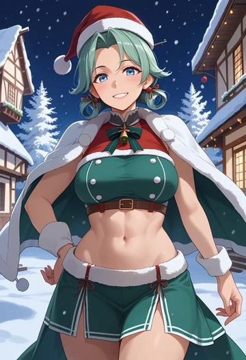 kantai_collection,isuzu_(kancolle),Christmas,dress  - AI generated anime art