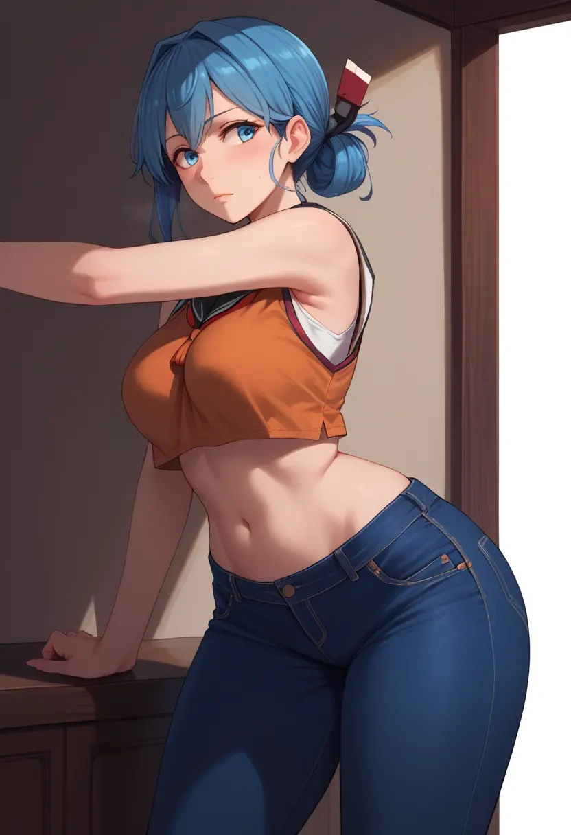 kantai_collection,isuzu_(kancolle),crop top  - 