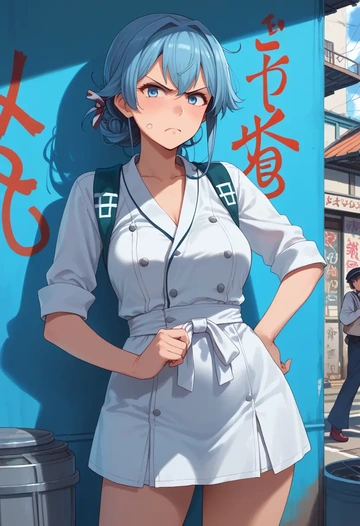 kantai_collection,isuzu_(kancolle),neon graffiti top,dolphin shorts  - AI generated anime art