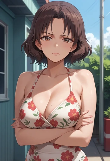 girls_und_panzer,isuzu_hana,swimsuit,floral print  - AI generated anime art