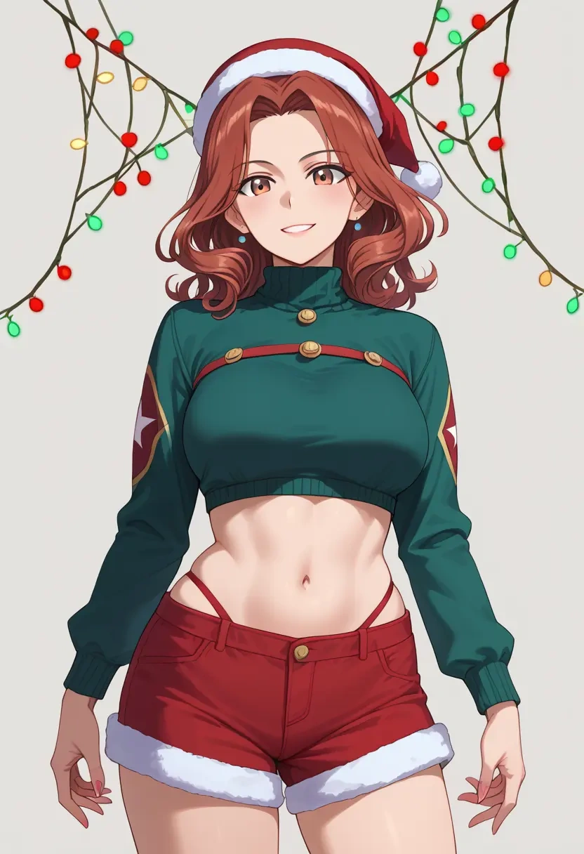 girls_und_panzer,isuzu_hana,Christmas,red velvet shorts  - 