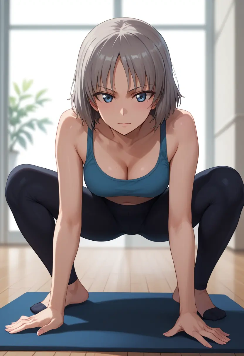 girls_und_panzer,itsumi_erika,leggings,yoga  - 