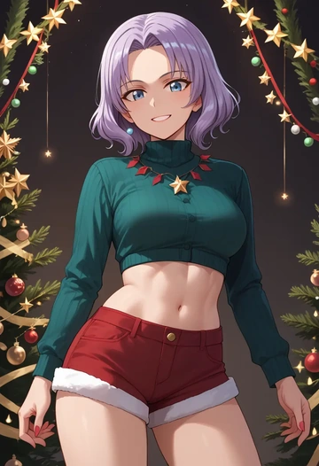 girls_und_panzer,itsumi_erika,Christmas,red velvet shorts  - AI generated anime art