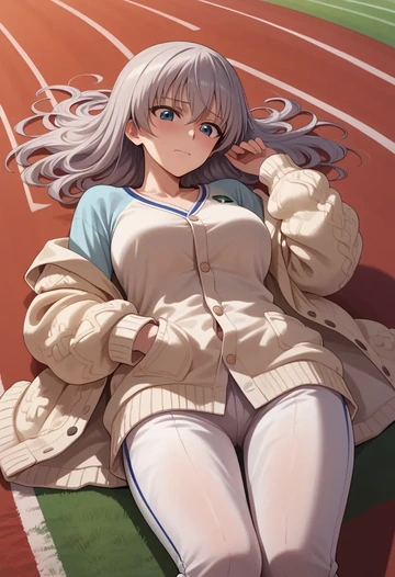 girls_und_panzer,itsumi_erika,cardigan,oversized,wide-leg pants  - AI generated anime art