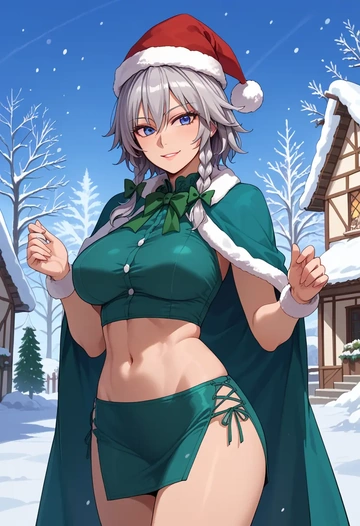 touhou,izayoi_sakuya,Christmas,dress  - AI generated anime art