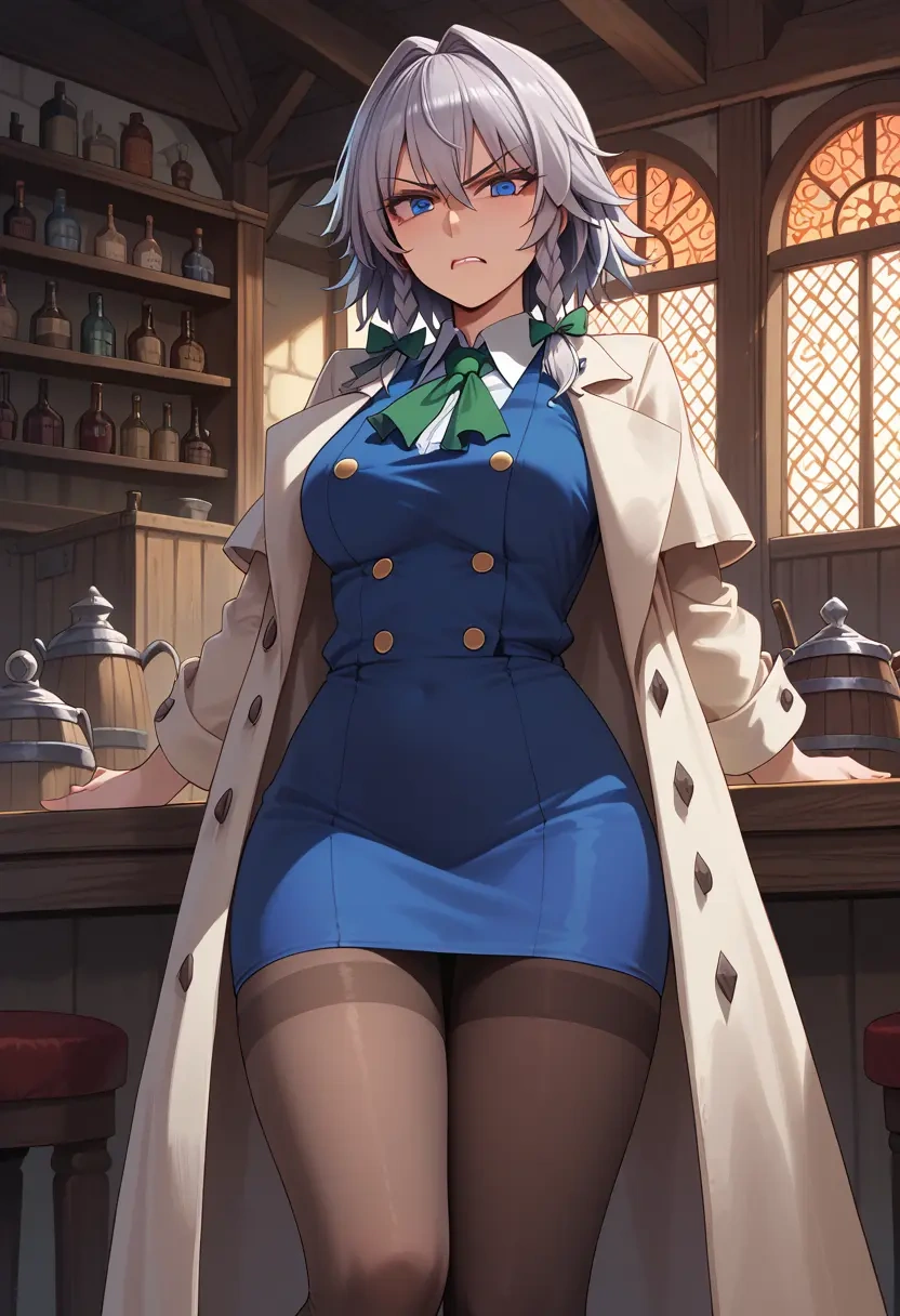 touhou,izayoi_sakuya,coat,long,double-breasted,pencil skirt  - 