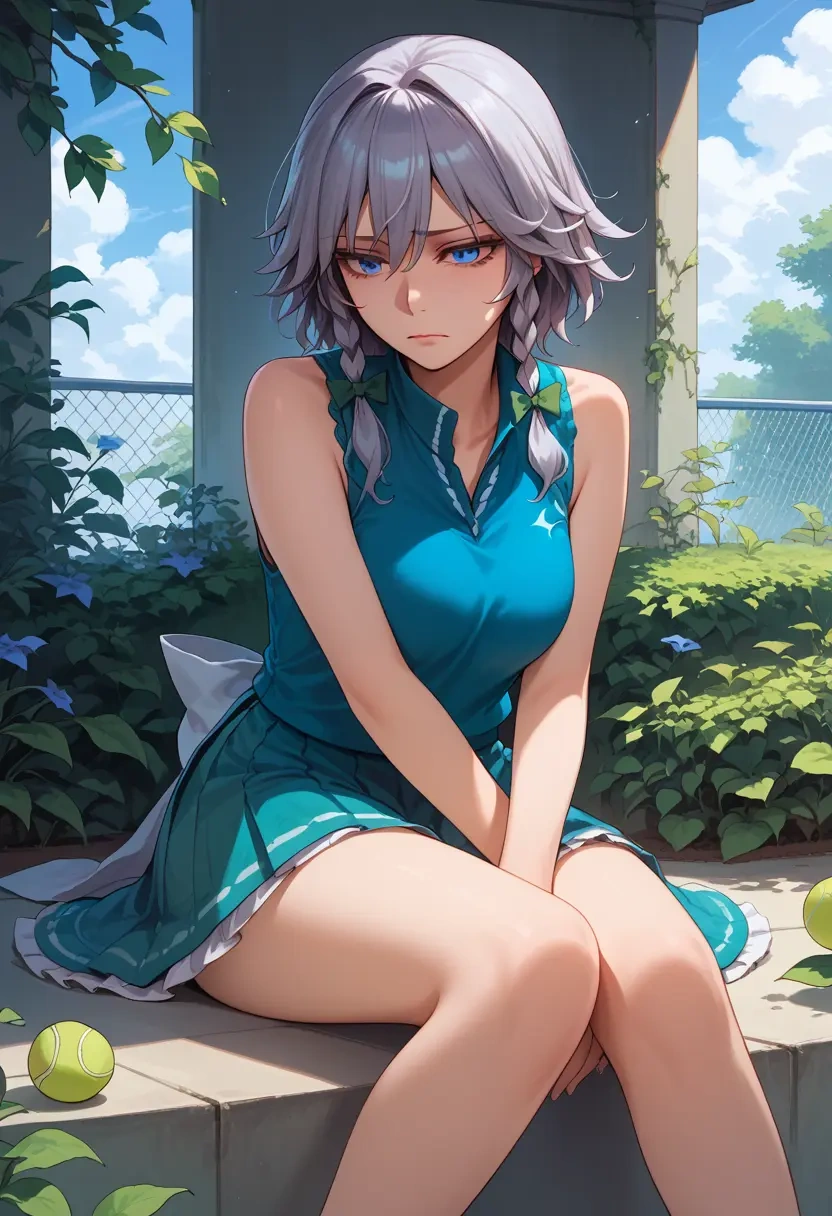 touhou,izayoi_sakuya,tennis dress,visor,trainers  - 