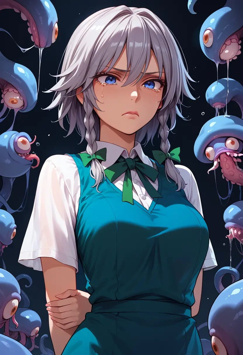 touhou,izayoi_sakuya,pop art shirt,dolphin shorts  - 