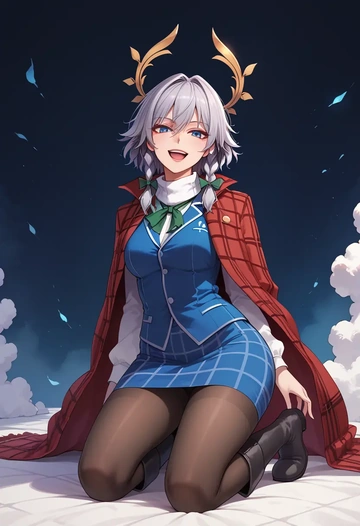 touhou,izayoi_sakuya,winter,student uniform,fur-collared jacket  - AI generated anime art