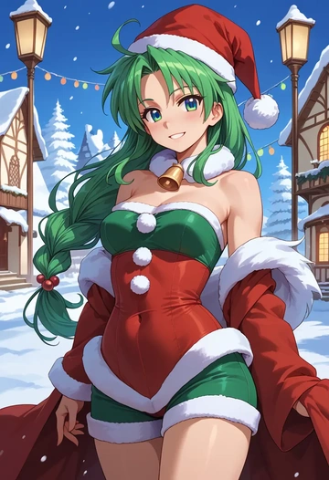 lucky_star,izumi_konata,Christmas,dress  - AI generated anime art