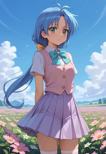 lucky_star,izumi_konata,spring,student uniform,vest  - AI generated anime art