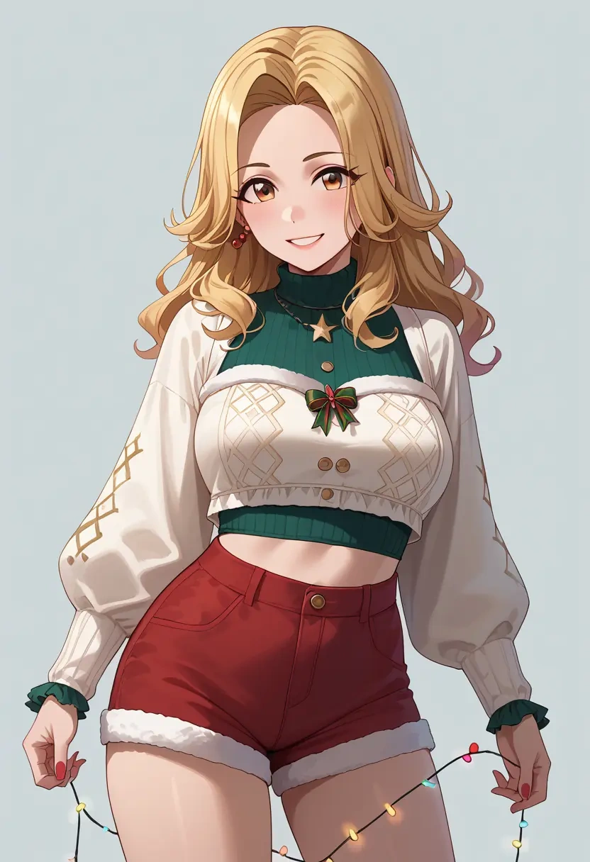 idolmaster,izumi_mei,Christmas,red velvet shorts  - 