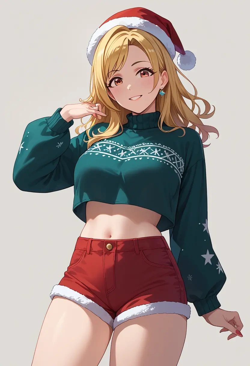 idolmaster,izumi_mei,Christmas,red velvet shorts  - 