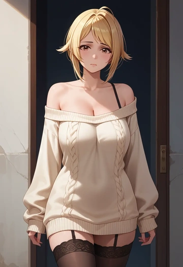 idolmaster,izumi_mei,off-shoulder,sweater  - AI generated anime art