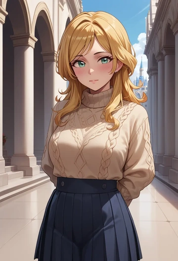 idolmaster,izumi_mei,sweater,cropped,pleated midi skirt  - AI generated anime art